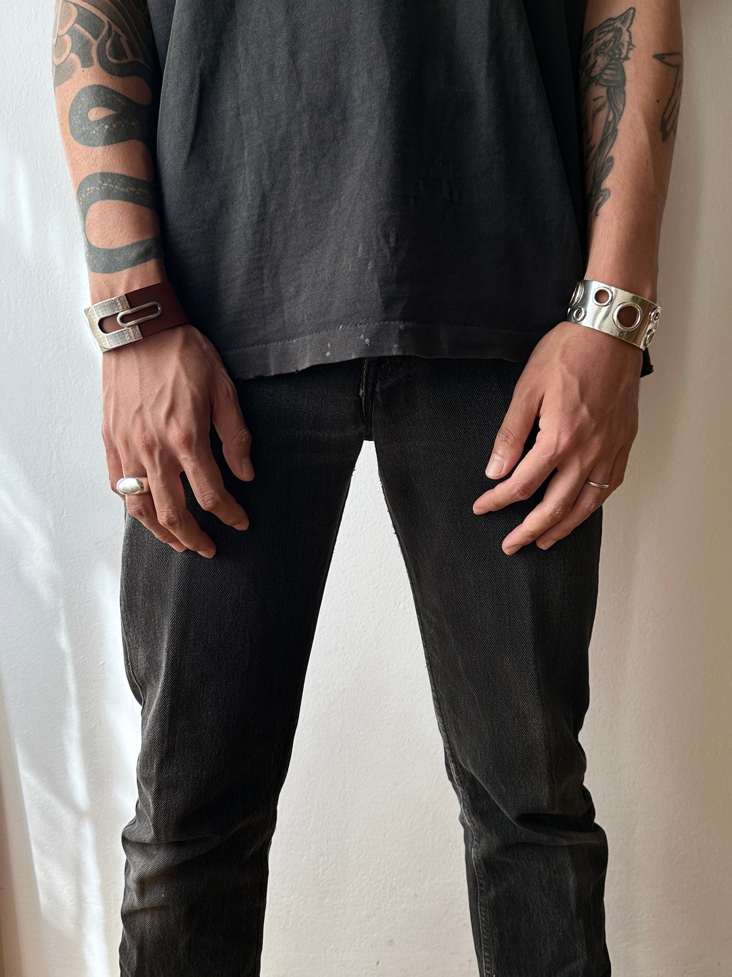 Marc Deloche silver punched bungle