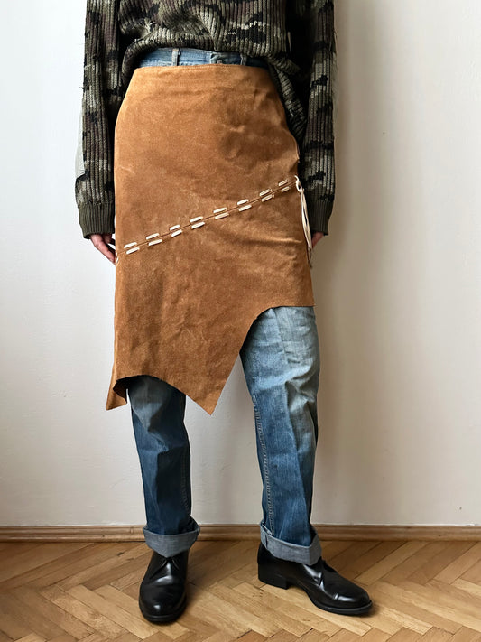 Italy suede raw cut edge skirt