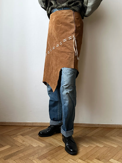 Italy suede raw cut edge skirt