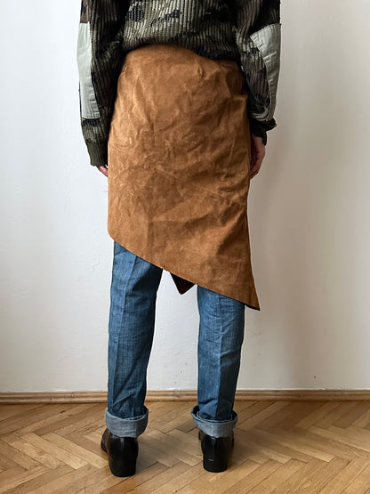 Italy suede raw cut edge skirt