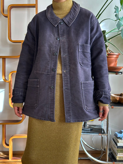 1960s Le Mont St Michel Black moleskin jacket モンサンミッシェル 60年代 ブラック  モールスキン 黒 フレンチワーク Made in Franca French work wear Toto Praha Vintage clothing shop Antique shop 古着屋 プラハ Showroom appointment Prague ユーロ古着 ヨーロッパ古着 古着卸 ヴィンテージ 