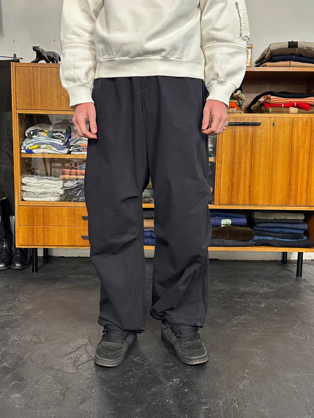 Black cotton  overtrousers