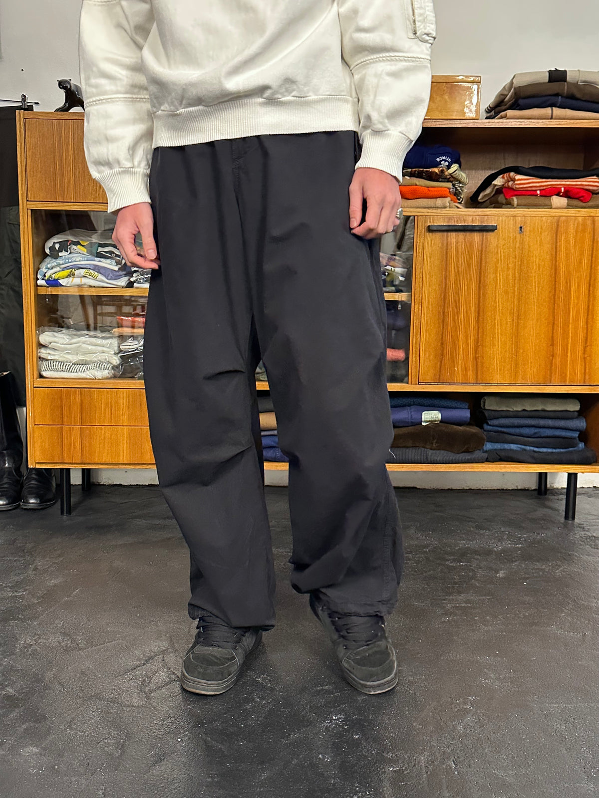 Black cotton  overtrousers