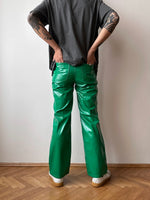 Green trousers coated with polyurethane - w26