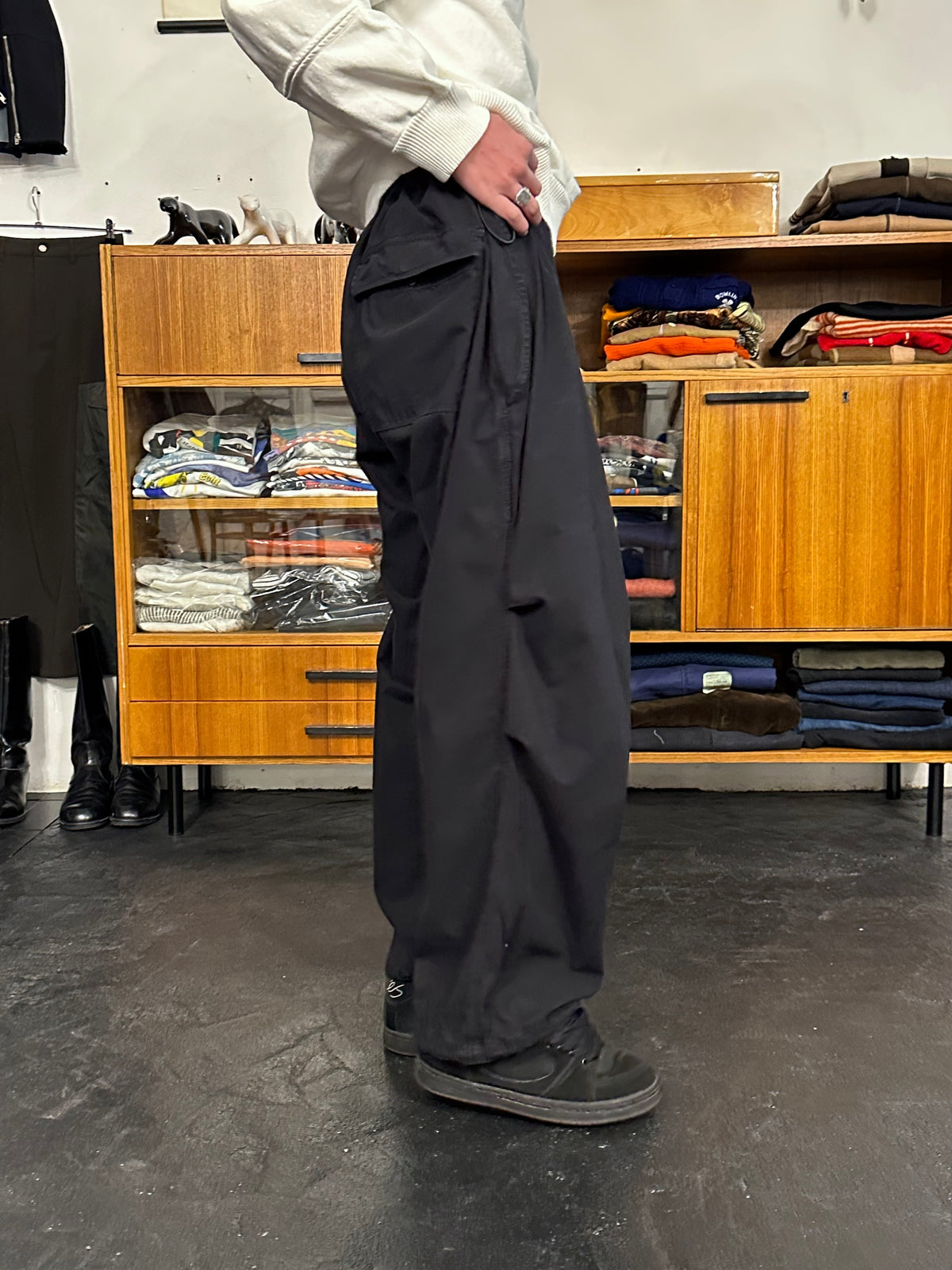 Black cotton  overtrousers