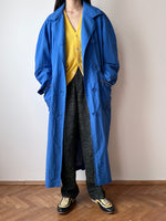 ball zip pockets blue trench coat