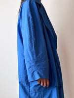 ball zip pockets blue trench coat