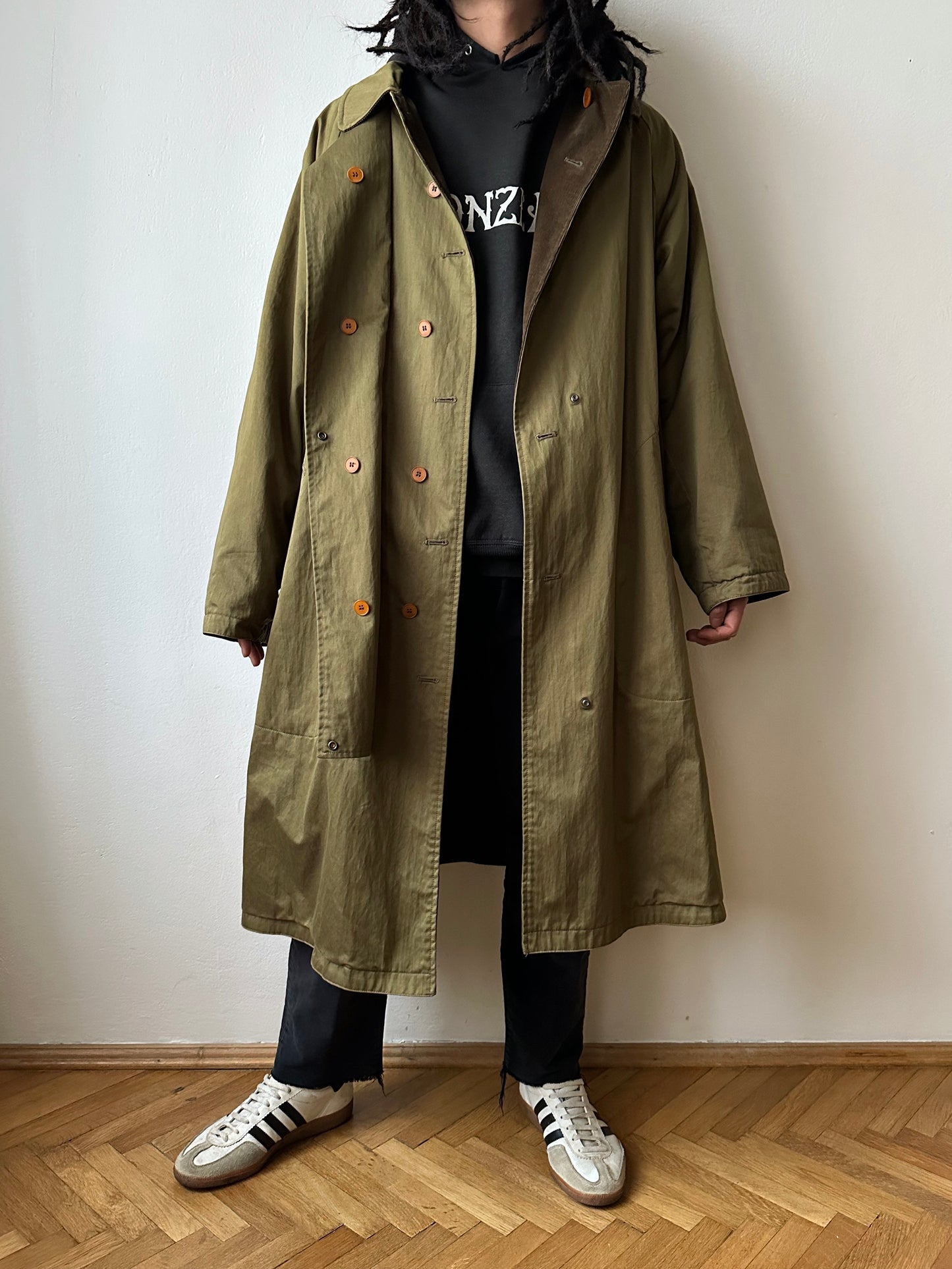 AW'90 1990's CP COMPANY Massimo osti reversible coat リバーシブル コート Vintage Toto Praha Vintage clothing store Antique shop Made in Italy Stone Island ストーンアイランド マッシモオスティ ヴィンテージ 古着屋 ユーロ古着 ヨーロッパ古着 90年代 Cotton Nylon コットン ナイロン コーデュロイ 90年 秋冬 Prague プラハ Rare レア Archive 