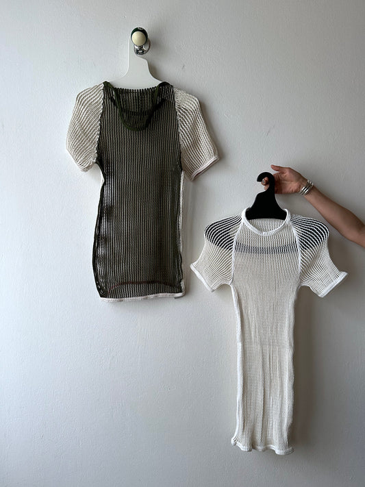 Deadstock 1970-80s Danish army mesh top 2-pack