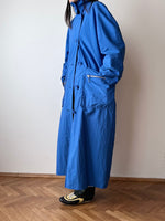 ball zip pockets blue trench coat