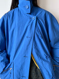 ball zip pockets blue trench coat