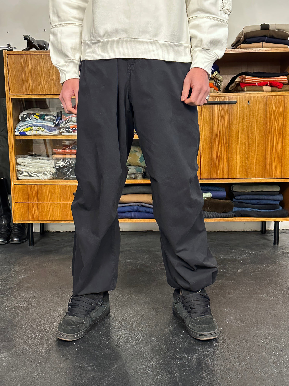 Black cotton  overtrousers