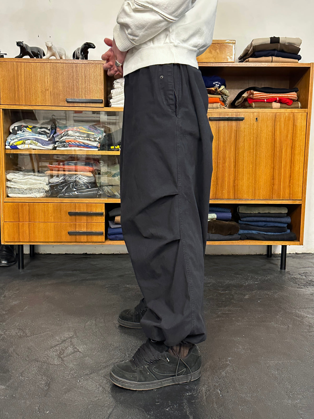 Black cotton  overtrousers