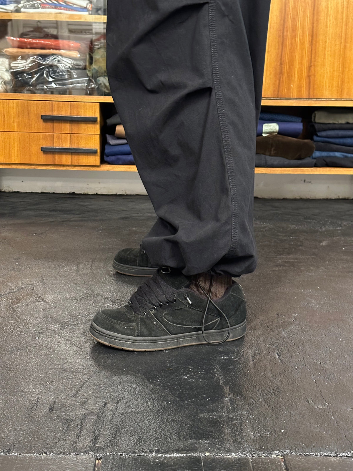 Black cotton  overtrousers