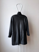 90s lamb leather stand-collar coat