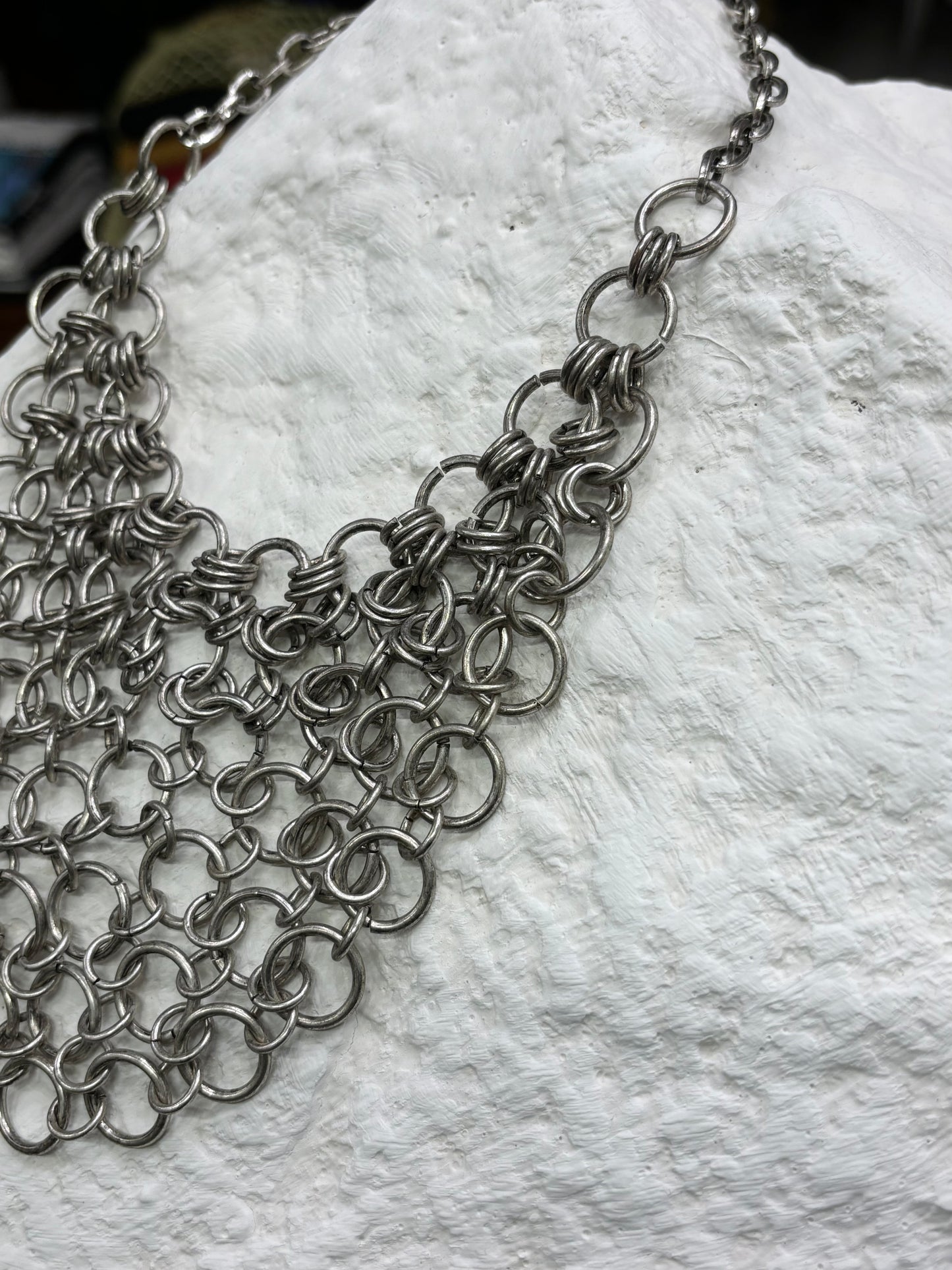 German chain mail bib necklace