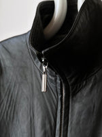 90s lamb leather stand-collar coat