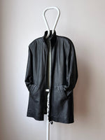 90s lamb leather stand-collar coat