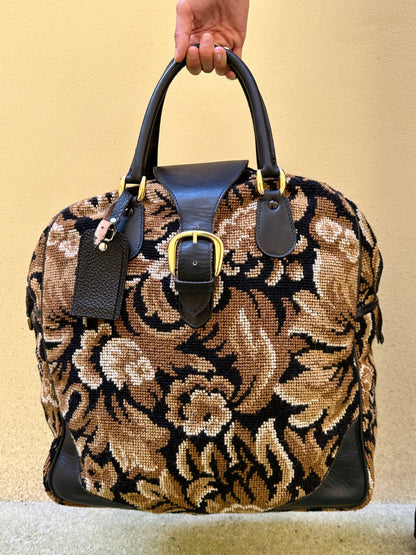 70s Italy Gobelin leather travel bag