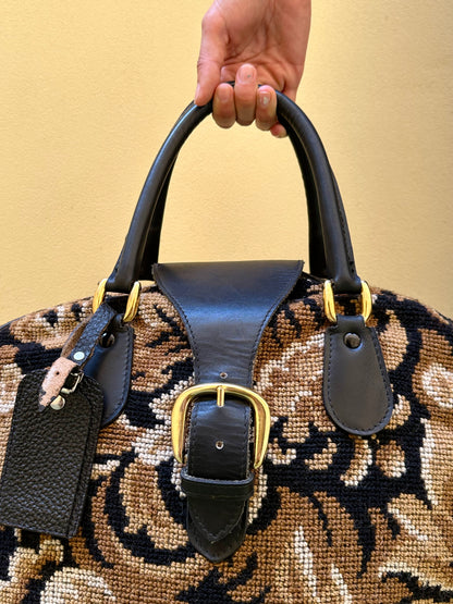 70s Italy Gobelin leather travel bag