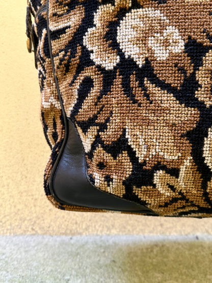 70s Italy Gobelin leather travel bag