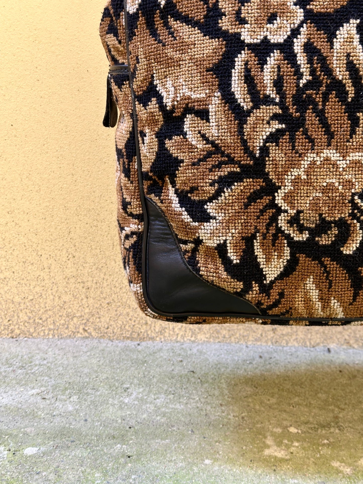 70s Italy Gobelin leather travel bag