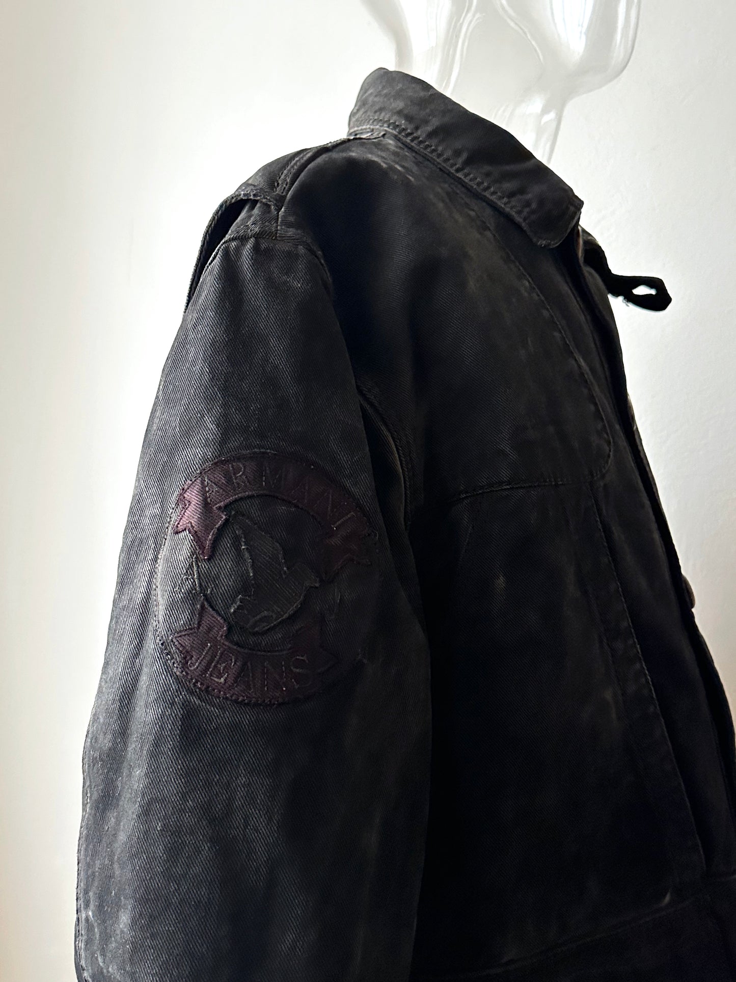 1990's Armani Jeans 90年代 アルマーニ ジーンズ Vintage ヴィンテージ Hunting jacket ハンティングジャケット Toto Praha Vintage clothing store Antique shop Prague 古着屋 ユーロ古着 Made in Italy ヨーロッパ古着 Black 