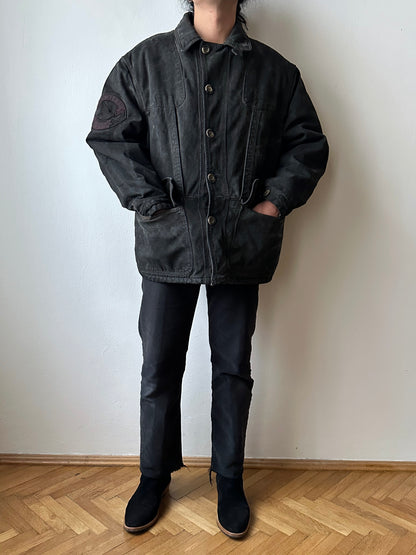 1990's Armani Jeans 90年代 アルマーニ ジーンズ Vintage ヴィンテージ Hunting jacket ハンティングジャケット Toto Praha Vintage clothing store Antique shop Prague 古着屋 ユーロ古着 Made in Italy ヨーロッパ古着 Black 