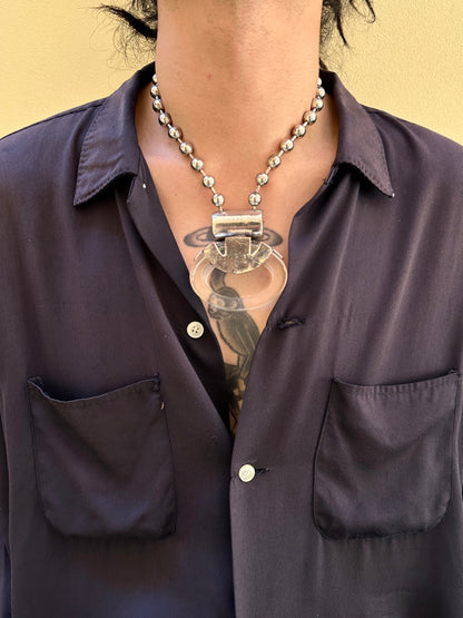 Vintage glass object metal necklace