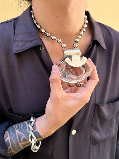 Vintage glass object metal necklace