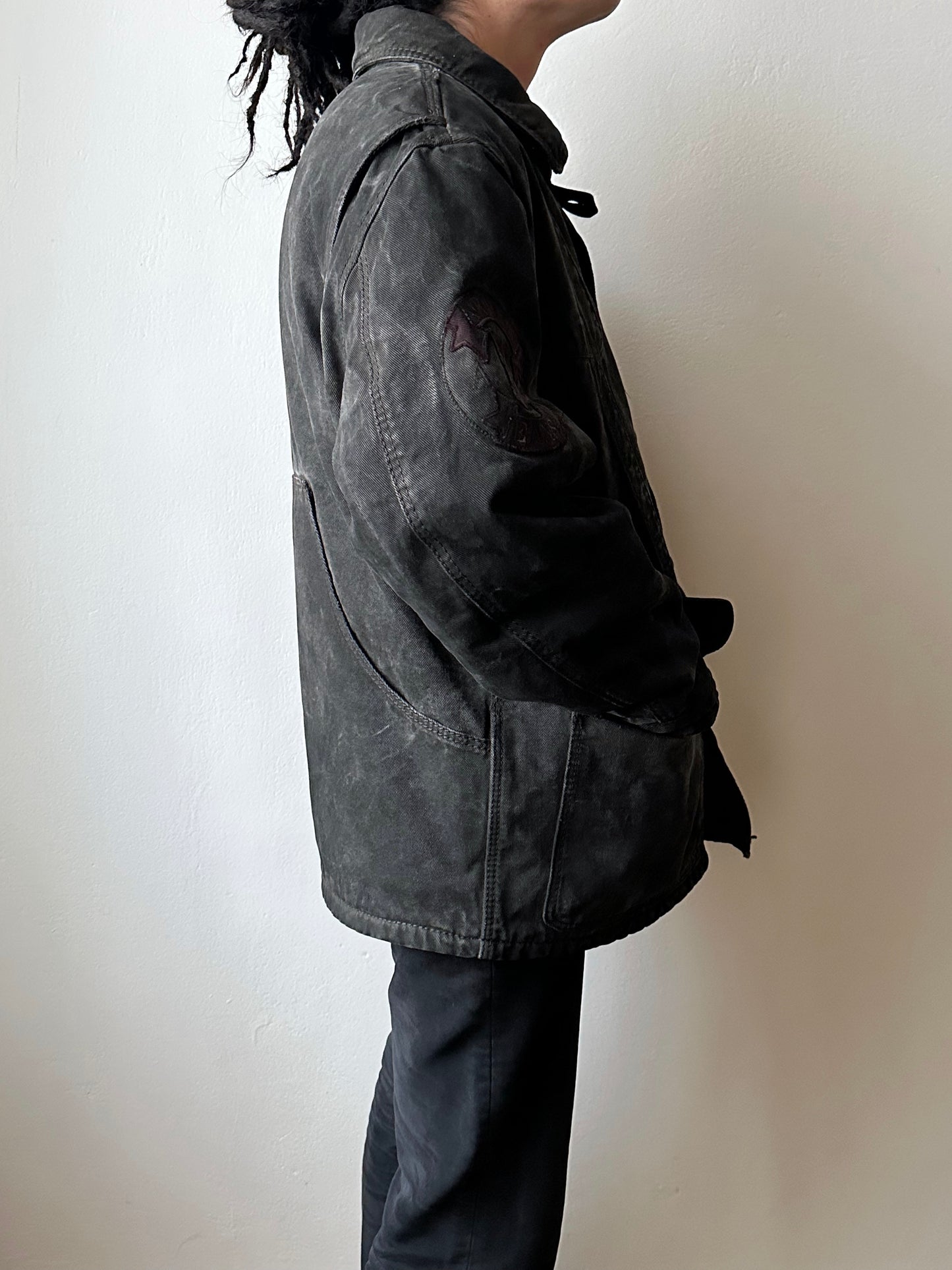 1990's Armani Jeans 90年代 アルマーニ ジーンズ Vintage ヴィンテージ Hunting jacket ハンティングジャケット Toto Praha Vintage clothing store Antique shop Prague 古着屋 ユーロ古着 Made in Italy ヨーロッパ古着 Black 