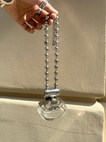 Vintage glass object metal necklace