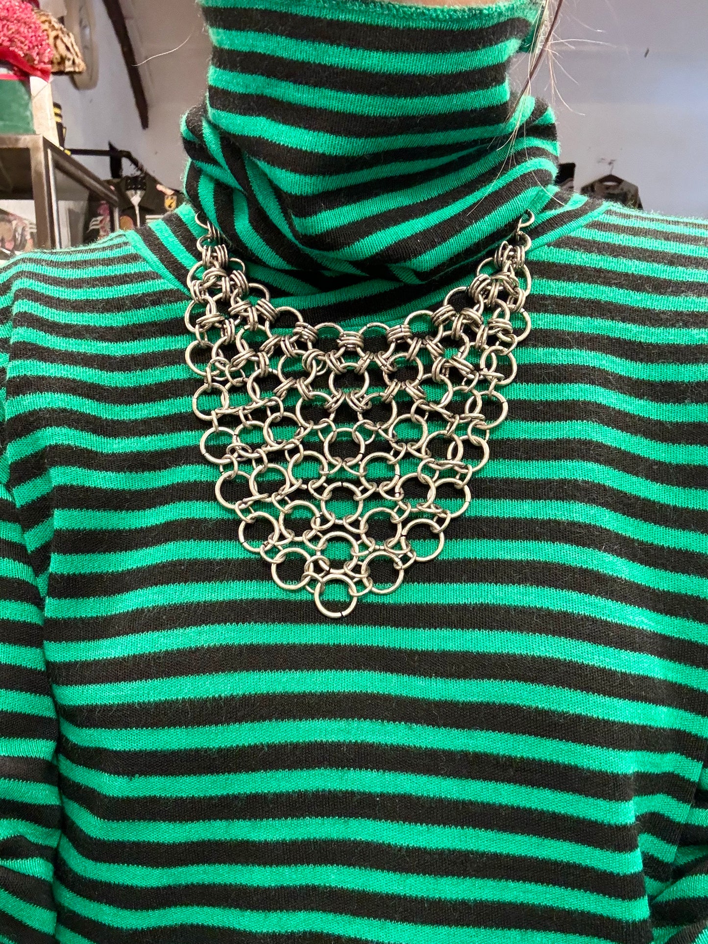 German chain mail bib necklace