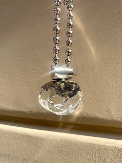Vintage glass object metal necklace