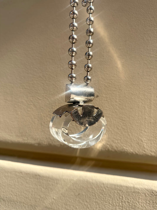 Vintage glass object metal necklace