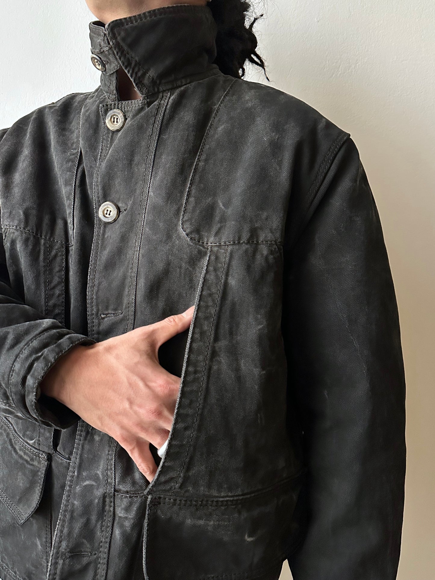 1990's Armani Jeans 90年代 アルマーニ ジーンズ Vintage ヴィンテージ Hunting jacket ハンティングジャケット Toto Praha Vintage clothing store Antique shop Prague 古着屋 ユーロ古着 Made in Italy ヨーロッパ古着 Black 