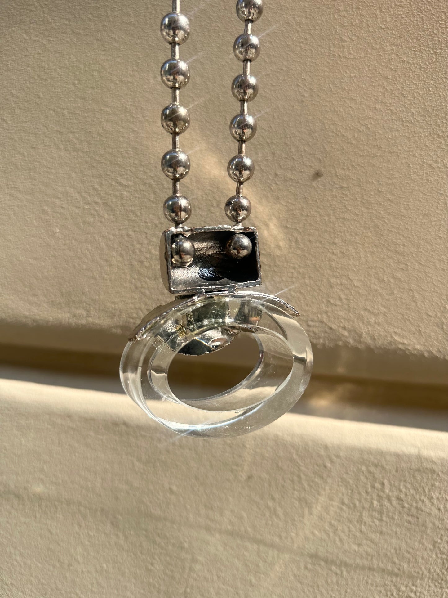 Vintage glass object metal necklace