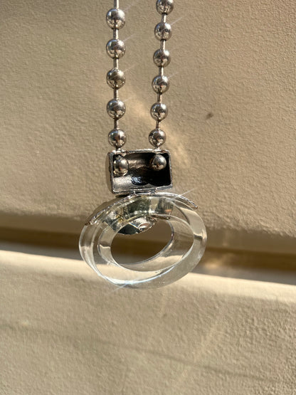 Vintage glass object metal necklace