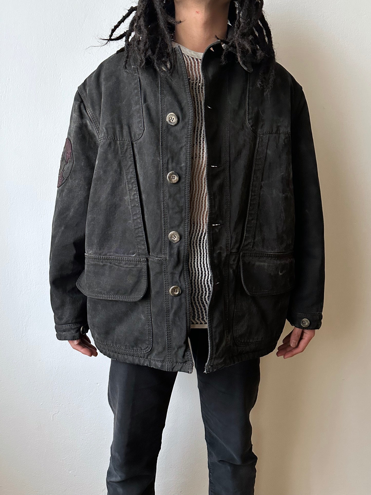 1990's Armani Jeans 90年代 アルマーニ ジーンズ Vintage ヴィンテージ Hunting jacket ハンティングジャケット Toto Praha Vintage clothing store Antique shop Prague 古着屋 ユーロ古着 Made in Italy ヨーロッパ古着 Black 