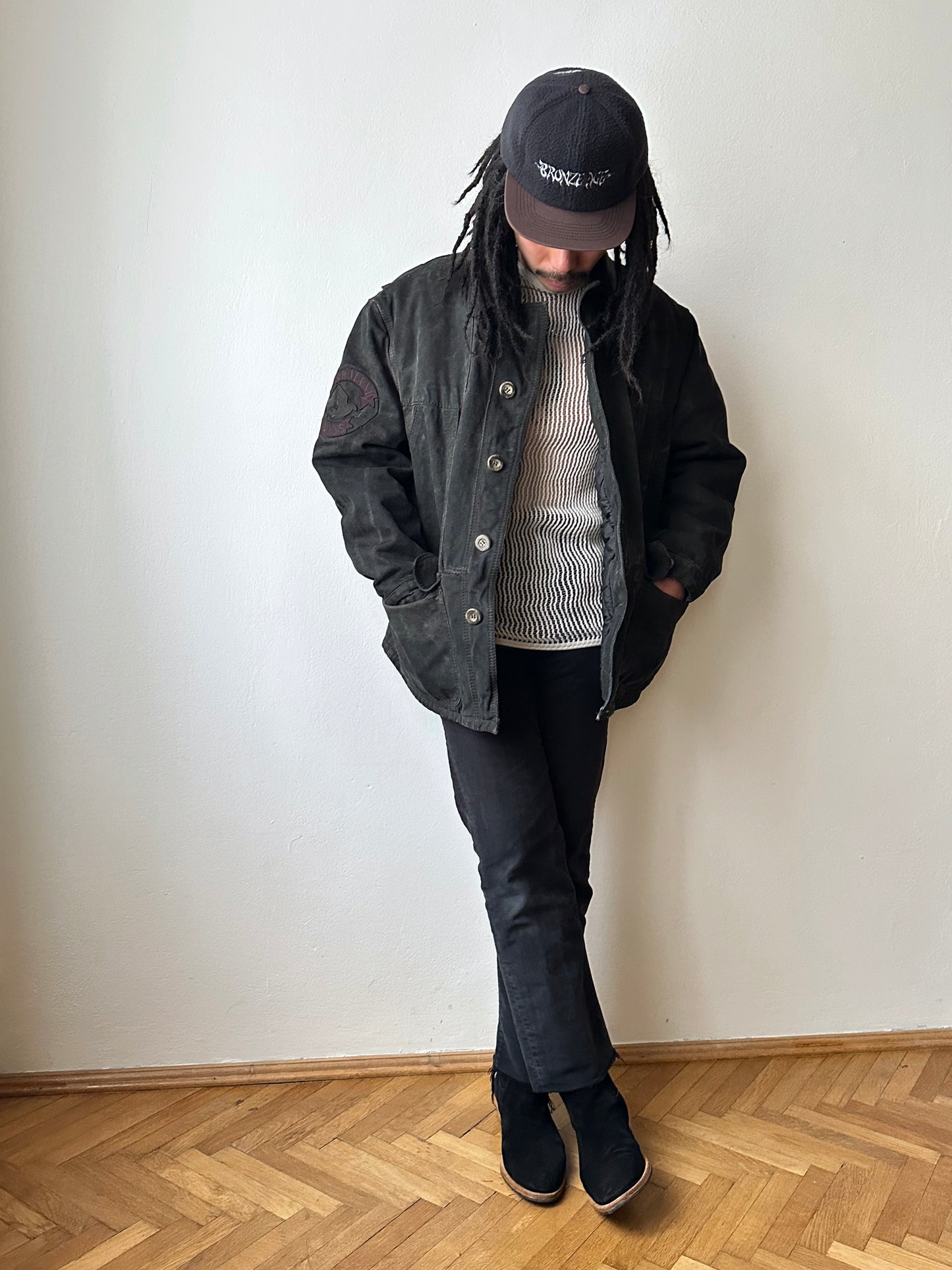 1990's Armani Jeans 90年代 アルマーニ ジーンズ Vintage ヴィンテージ Hunting jacket ハンティングジャケット Toto Praha Vintage clothing store Antique shop Prague 古着屋 ユーロ古着 Made in Italy ヨーロッパ古着 Black 