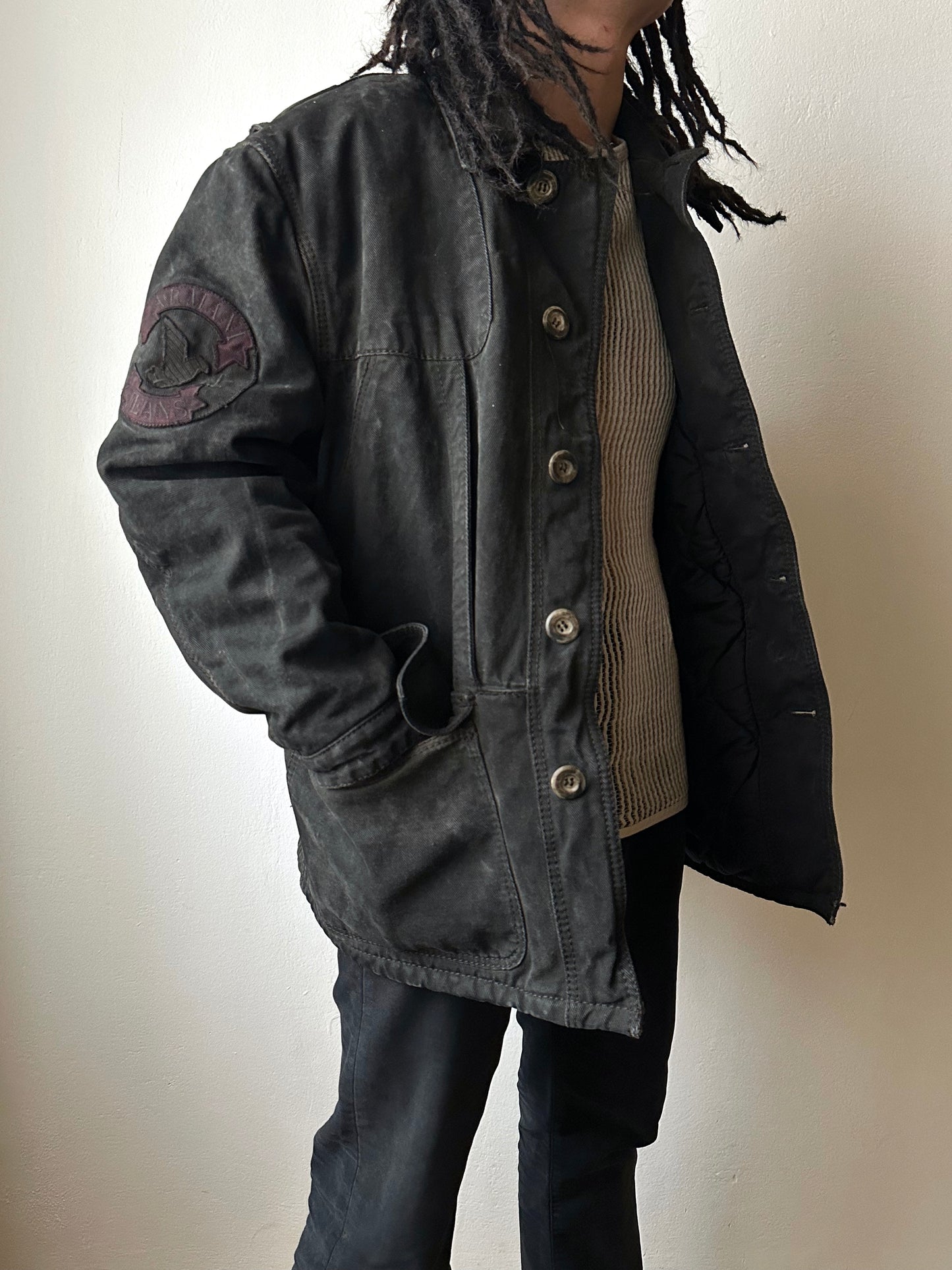 1990's Armani Jeans 90年代 アルマーニ ジーンズ Vintage ヴィンテージ Hunting jacket ハンティングジャケット Toto Praha Vintage clothing store Antique shop Prague 古着屋 ユーロ古着 Made in Italy ヨーロッパ古着 Black 