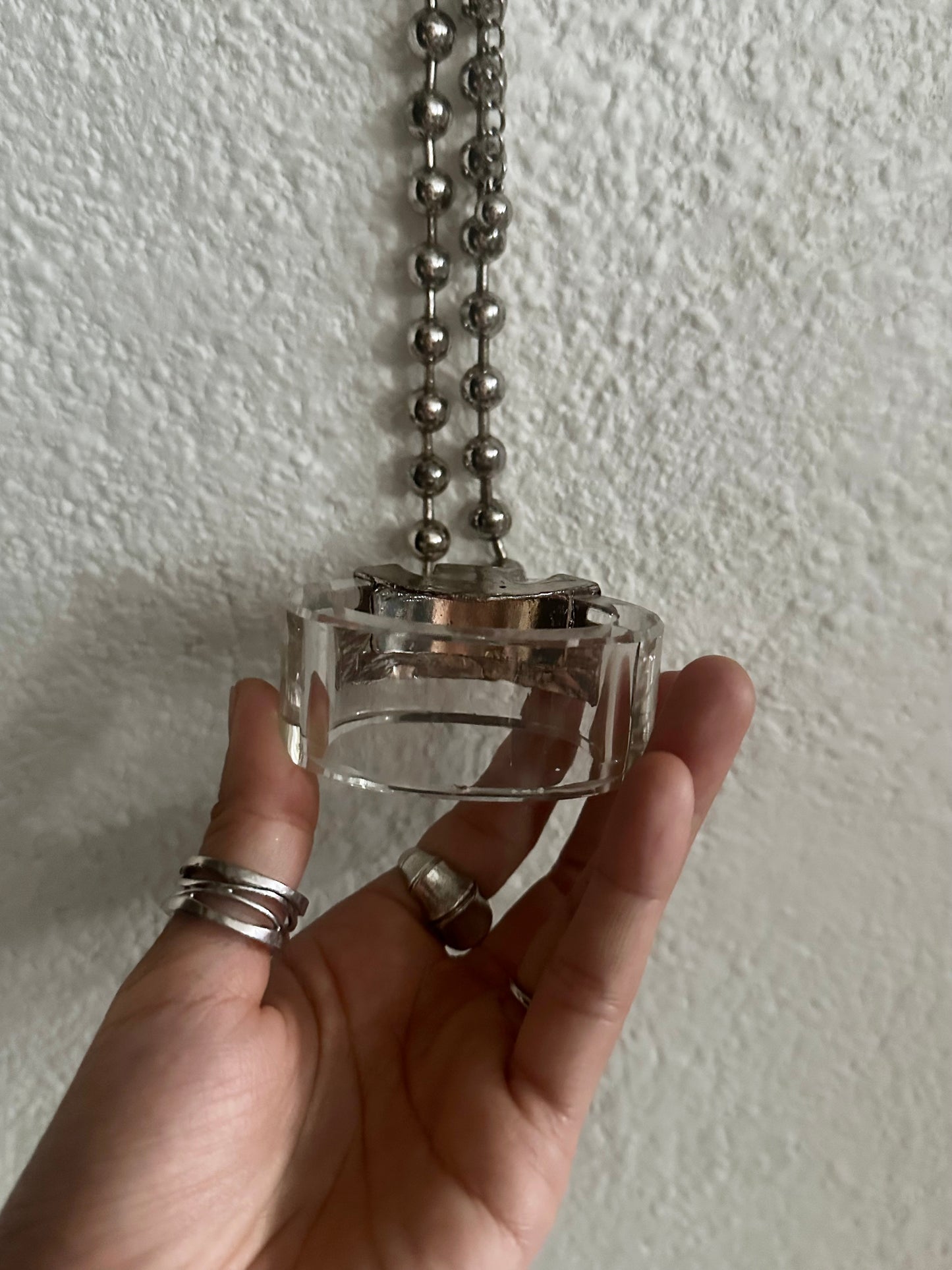 Vintage glass object metal necklace
