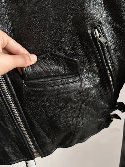 90s leather punched bikers jacket
