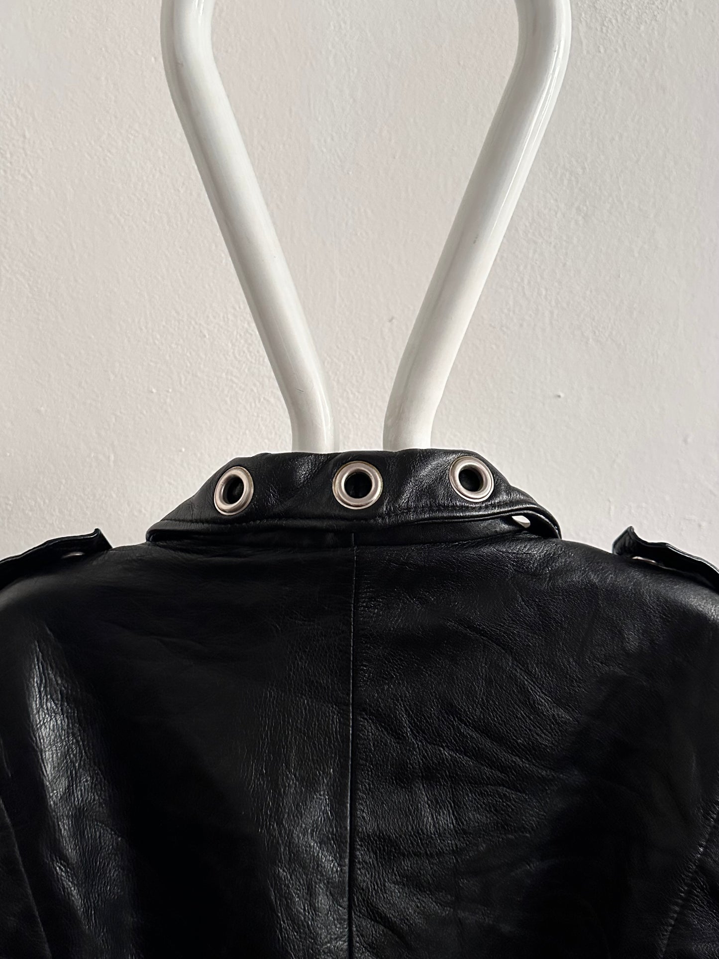 90s leather punched bikers jacket