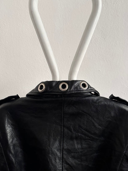 90s leather punched bikers jacket