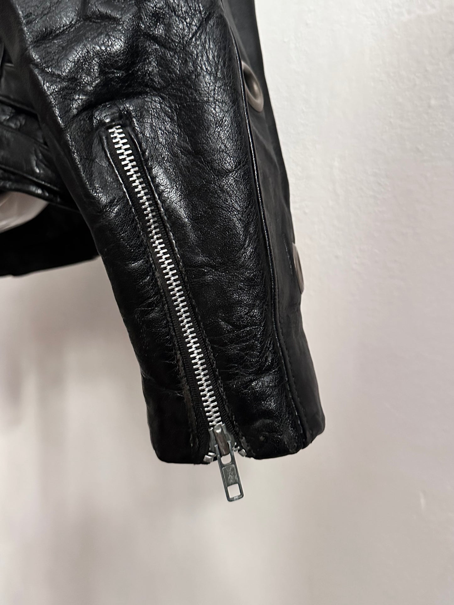 90s leather punched bikers jacket