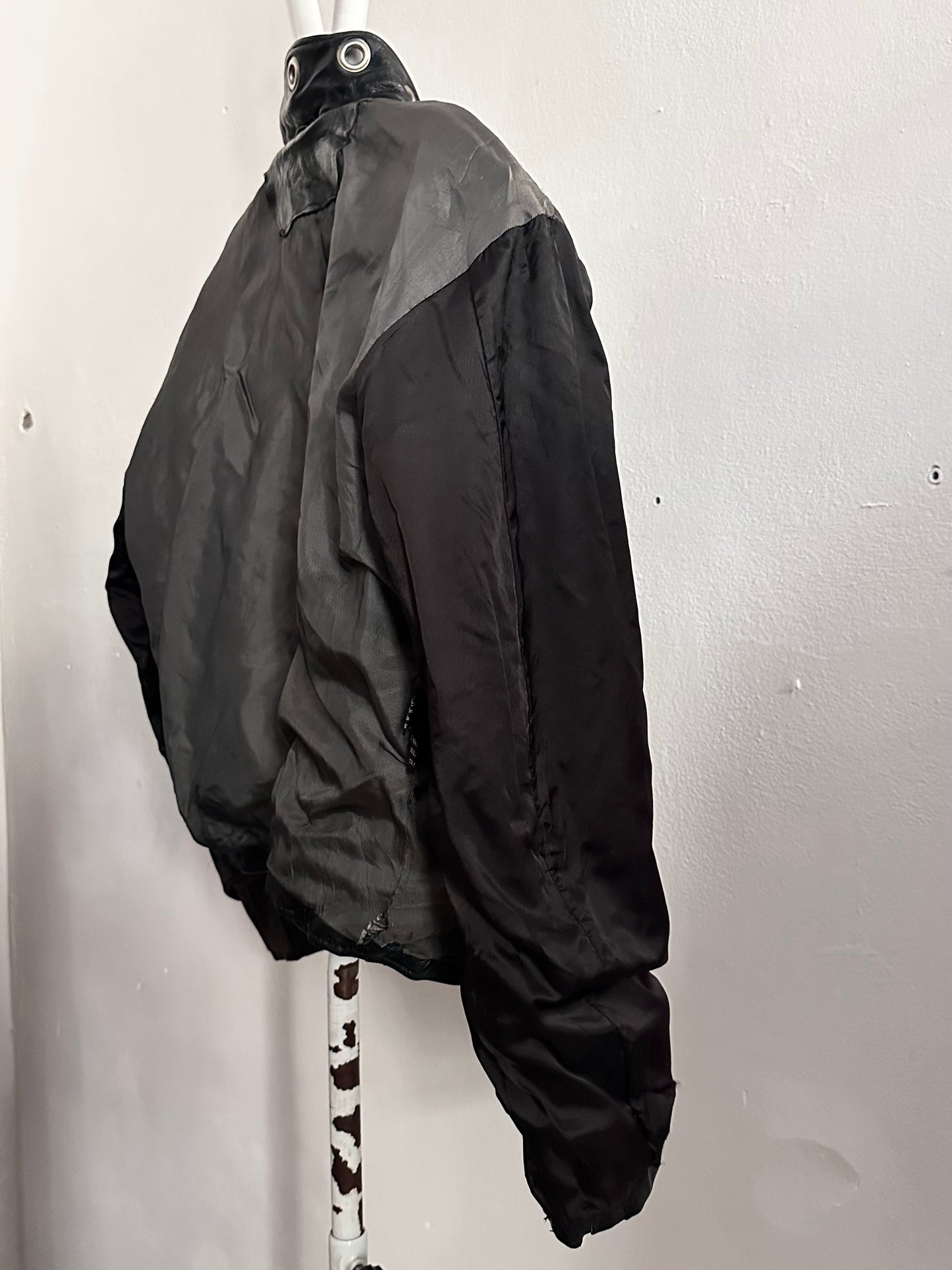 90s leather punched bikers jacket