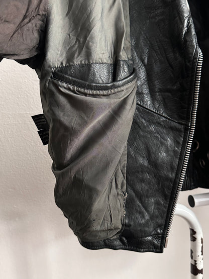 90s leather punched bikers jacket