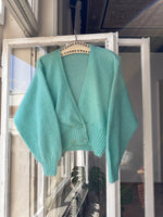 turquoise double knit cardigan