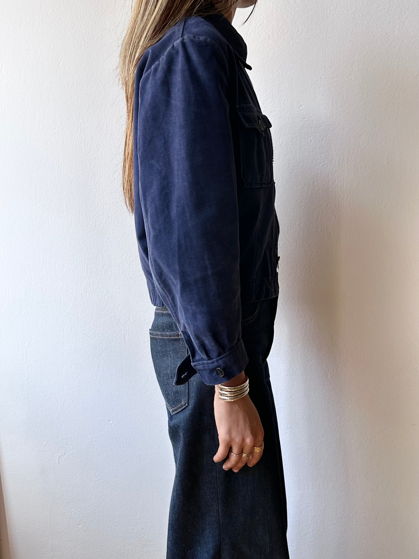 40-50s French moleskin cyclist jacket